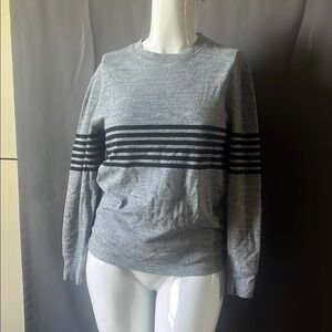 J. Crew Classic Gray and Black Striped Crewneck Sweater